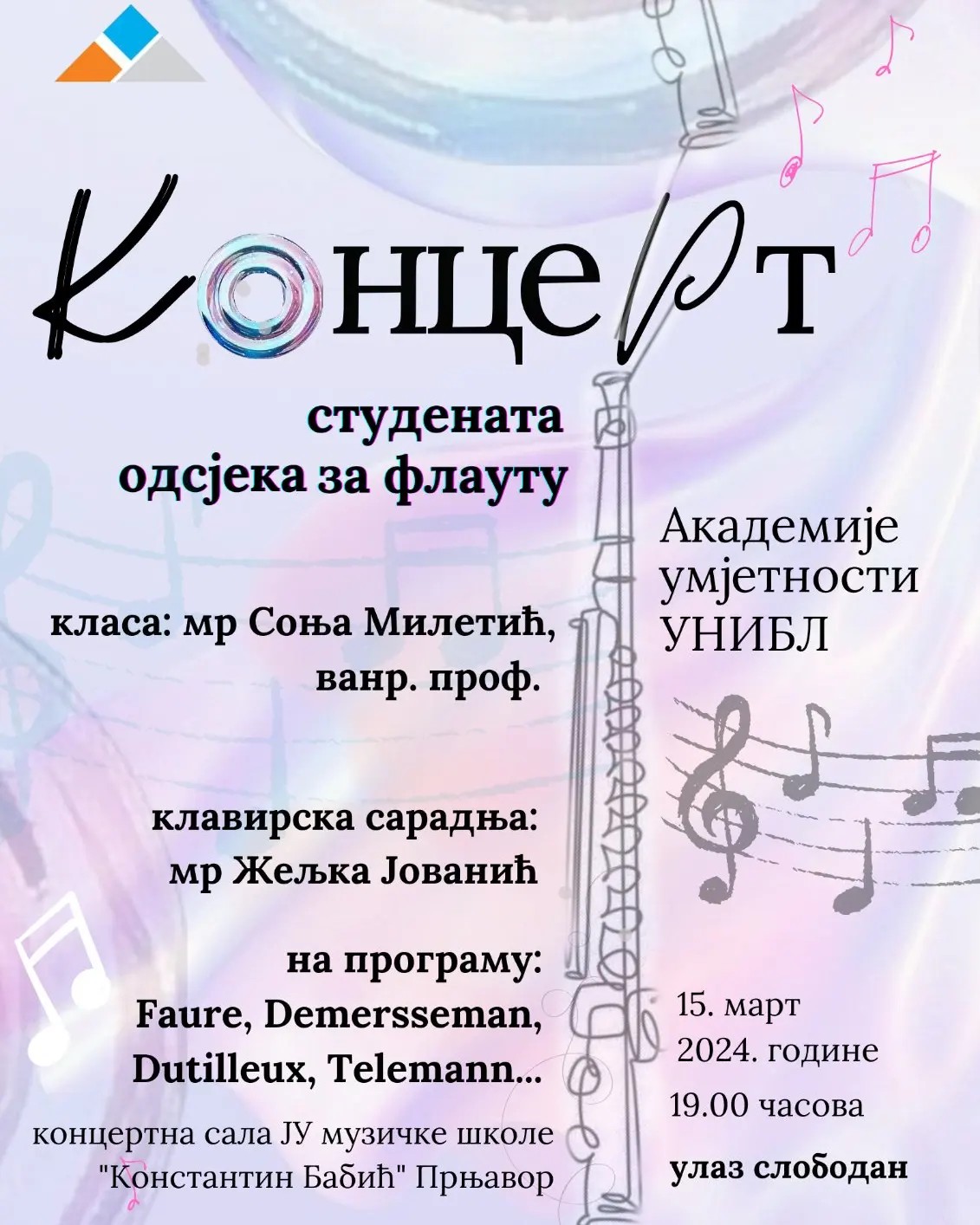 Сутра у Приједору концерт студенткиња флауте